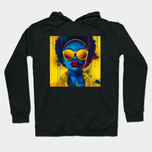 Black woman with gold sunglasses, in retro fashion style Hoodie